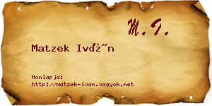Matzek Iván névjegykártya